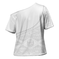 Tonga White Sunday Fakame Cross Shoulder Shirt Tokelaufeletoa Kupesi