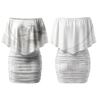 Tonga White Sunday Fakame Family Matching Off Shoulder Short Dress and Hawaiian Shirt Tokelaufeletoa Kupesi