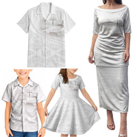 Tonga White Sunday Fakame Family Matching Puletasi and Hawaiian Shirt Tokelaufeletoa Kupesi