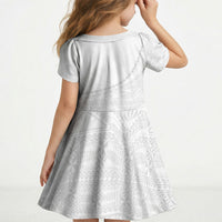 Tonga White Sunday Fakame Kid Short Sleeve Dress Tokelaufeletoa Kupesi