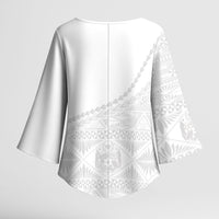 Tonga White Sunday Fakame Kimono Sleeve Blouse Tokelaufeletoa Kupesi
