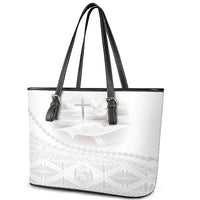 Tonga White Sunday Fakame Leather Tote Bag Tokelaufeletoa Kupesi