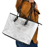 Tonga White Sunday Fakame Leather Tote Bag Tokelaufeletoa Kupesi