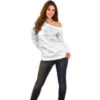 Tonga White Sunday Fakame Off Shoulder Sweater Tokelaufeletoa Kupesi