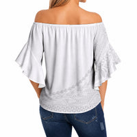 Tonga White Sunday Fakame Off Shoulder Wrap Waist Top Tokelaufeletoa Kupesi