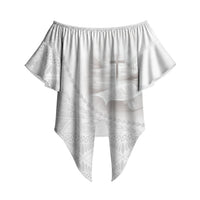 Tonga White Sunday Fakame Off Shoulder Wrap Waist Top Tokelaufeletoa Kupesi