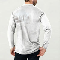 Niue White Sunday Tapu Fanau Button Sweatshirt Fiti Pua Mix Hiapo Tapa