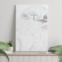 Niue White Sunday Tapu Fanau Canvas Wall Art Fiti Pua Mix Hiapo Tapa