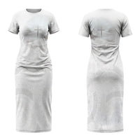 Niue White Sunday Tapu Fanau Couples Matching Short Sleeve Bodycon Dress and Long Sleeve Button Shirt Fiti Pua Mix Hiapo Tapa