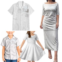 Niue White Sunday Tapu Fanau Family Matching Puletasi and Hawaiian Shirt Fiti Pua Mix Hiapo Tapa