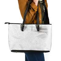 Niue White Sunday Tapu Fanau Leather Tote Bag Fiti Pua Mix Hiapo Tapa