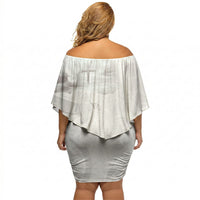Niue White Sunday Tapu Fanau Off Shoulder Short Dress Fiti Pua Mix Hiapo Tapa