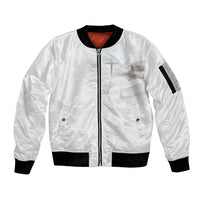 Niue White Sunday Tapu Fanau Sleeve Zip Bomber Jacket Fiti Pua Mix Hiapo Tapa