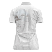 Niue White Sunday Tapu Fanau Women Polo Shirt Fiti Pua Mix Hiapo Tapa