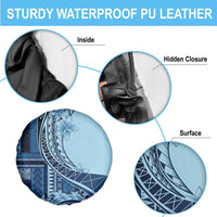 Samoa Siapo Mamanu Spare Tire Cover Plumeria Navy Blue Motifs