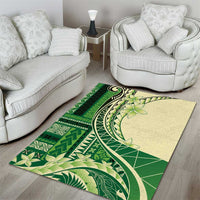 Samoa Siapo Mamanu Area Rug Plumeria Emerald Motifs