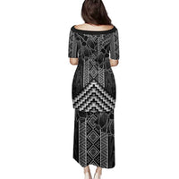 Aotearoa Taniko Pattern Family Matching Puletasi and Hawaiian Shirt Poutama Mix Kowhai Flowers