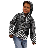Aotearoa Taniko Pattern Kid Hoodie Poutama Mix Kowhai Flowers
