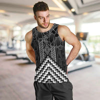 Aotearoa Taniko Pattern Men Tank Top Poutama Mix Kowhai Flowers