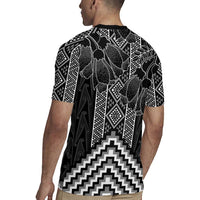 Aotearoa Taniko Pattern Rugby Jersey Poutama Mix Kowhai Flowers LT7 - Polynesian Pride