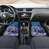 Samoa Manuia le Aso Tuto'atasi Siapo Motif Car Mats Warrior with Nifo Oti LT7 Set 2pcs - Front Blue - Polynesian Pride