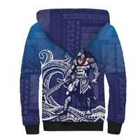 Samoa Manuia le Aso Tuto'atasi Siapo Motif Sherpa Hoodie Warrior with Nifo Oti LT7 - Polynesian Pride
