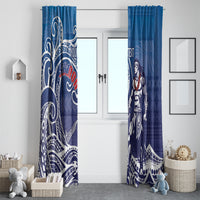 Samoa Manuia le Aso Tuto'atasi Siapo Motif Window Curtain Warrior with Nifo Oti LT7 - Polynesian Pride