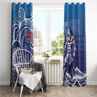 Samoa Manuia le Aso Tuto'atasi Siapo Motif Window Curtain Warrior with Nifo Oti LT7 - Polynesian Pride