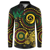 Vanuatu Personalized Aboriginal Arts Button Sweatshirt Turtle and Iguana Special - Polynesian Pride