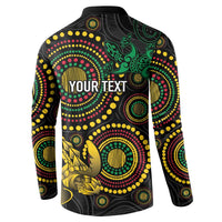 Vanuatu Personalized Aboriginal Arts Button Sweatshirt Turtle and Iguana Special - Polynesian Pride