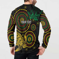 Vanuatu Personalized Aboriginal Arts Button Sweatshirt Turtle and Iguana Special - Polynesian Pride