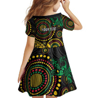 Vanuatu Personalized Aboriginal Arts Family Matching Long Sleeve Bodycon Dress and Hawaiian Shirt Turtle and Iguana Special - Polynesian Pride