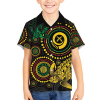 Vanuatu Personalized Aboriginal Arts Family Matching Long Sleeve Bodycon Dress and Hawaiian Shirt Turtle and Iguana Special - Polynesian Pride