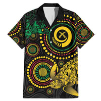 Vanuatu Personalized Aboriginal Arts Family Matching Mermaid Dress and Hawaiian Shirt Turtle and Iguana Special - Polynesian Pride