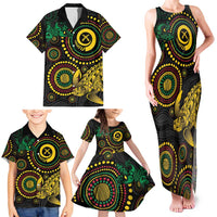 Vanuatu Personalized Aboriginal Arts Family Matching Tank Maxi Dress and Hawaiian Shirt Turtle and Iguana Special - Polynesian Pride