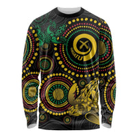Vanuatu Personalized Aboriginal Arts Long Sleeve Shirt Turtle and Iguana Special - Polynesian Pride