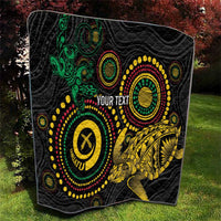Vanuatu Personalized Aboriginal Arts Quilt Turtle and Iguana Special - Polynesian Pride