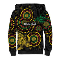 Vanuatu Personalized Aboriginal Arts Sherpa Hoodie Turtle and Iguana Special - Polynesian Pride