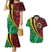 Vanuatu Personalized Tribal Couples Matching Mermaid Dress and Hawaiian Shirt Aboriginal Inspired Mix Style - Polynesian Pride