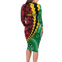 Vanuatu Personalized Tribal Family Matching Long Sleeve Bodycon Dress and Hawaiian Shirt Aboriginal Inspired Mix Style - Polynesian Pride