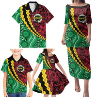 Vanuatu Personalized Tribal Family Matching Puletasi and Hawaiian Shirt Aboriginal Inspired Mix Style - Polynesian Pride