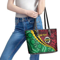 Vanuatu Personalized Tribal Leather Tote Bag Aboriginal Inspired Mix Style - Polynesian Pride
