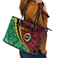 Vanuatu Personalized Tribal Leather Tote Bag Aboriginal Inspired Mix Style - Polynesian Pride