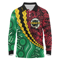 Vanuatu Personalized Tribal Long Sleeve Polo Shirt Aboriginal Inspired Mix Style - Polynesian Pride
