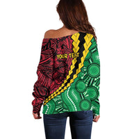 Vanuatu Personalized Tribal Off Shoulder Sweater Aboriginal Inspired Mix Style - Polynesian Pride
