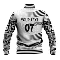Personalised Fiji Rugby Baseball Jacket Kaiviti WC 2023 Jersey Replica - White LT7 - Polynesian Pride