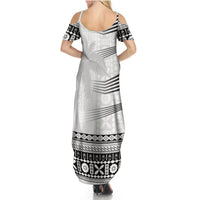 Personalised Fiji Rugby Summer Maxi Dress Kaiviti WC 2023 Jersey Replica - White LT7 - Polynesian Pride