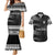 Personalised Fiji Rugby Couples Matching Mermaid Dress And Hawaiian Shirt Kaiviti WC 2023 Jersey Replica - Black LT7 Black - Polynesian Pride