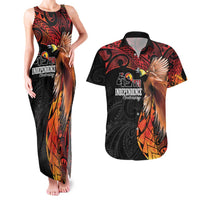Papua New Guinea Personalised Couples Matching Tank Maxi Dress and Hawaiian Shirt Grunge Style 49th Independence Anni