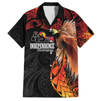 Papua New Guinea Personalised Family Matching Off The Shoulder Long Sleeve Dress and Hawaiian Shirt Grunge Style 49th Independence Anni LT7 Dad's Shirt - Short Sleeve Black Red - Polynesian Pride